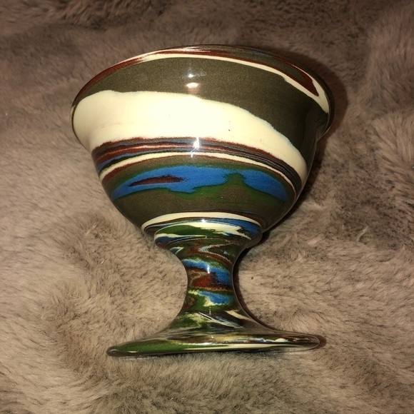 VTG Desert Sands Pottery Footed Bowl Dish Swirled Earth Tone Colours Mid Century - Picture 4 of 6